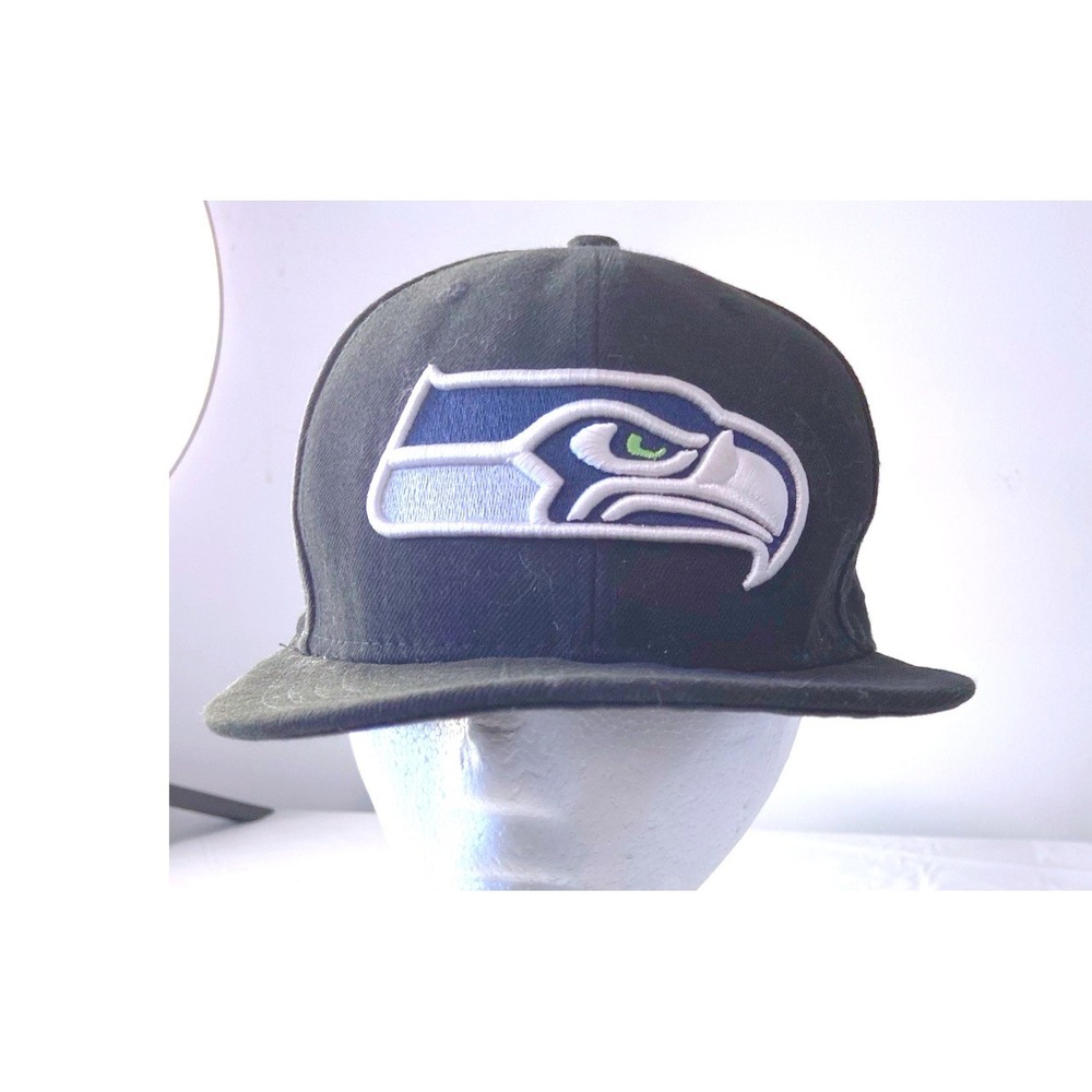 New Era 59FIFTY Seattle Seahawks Fitted Hat Black NFL Cap Size 6 7/8